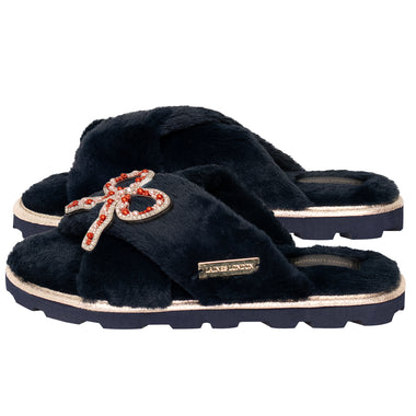 Bow Chic Slider Navy - Slipper
