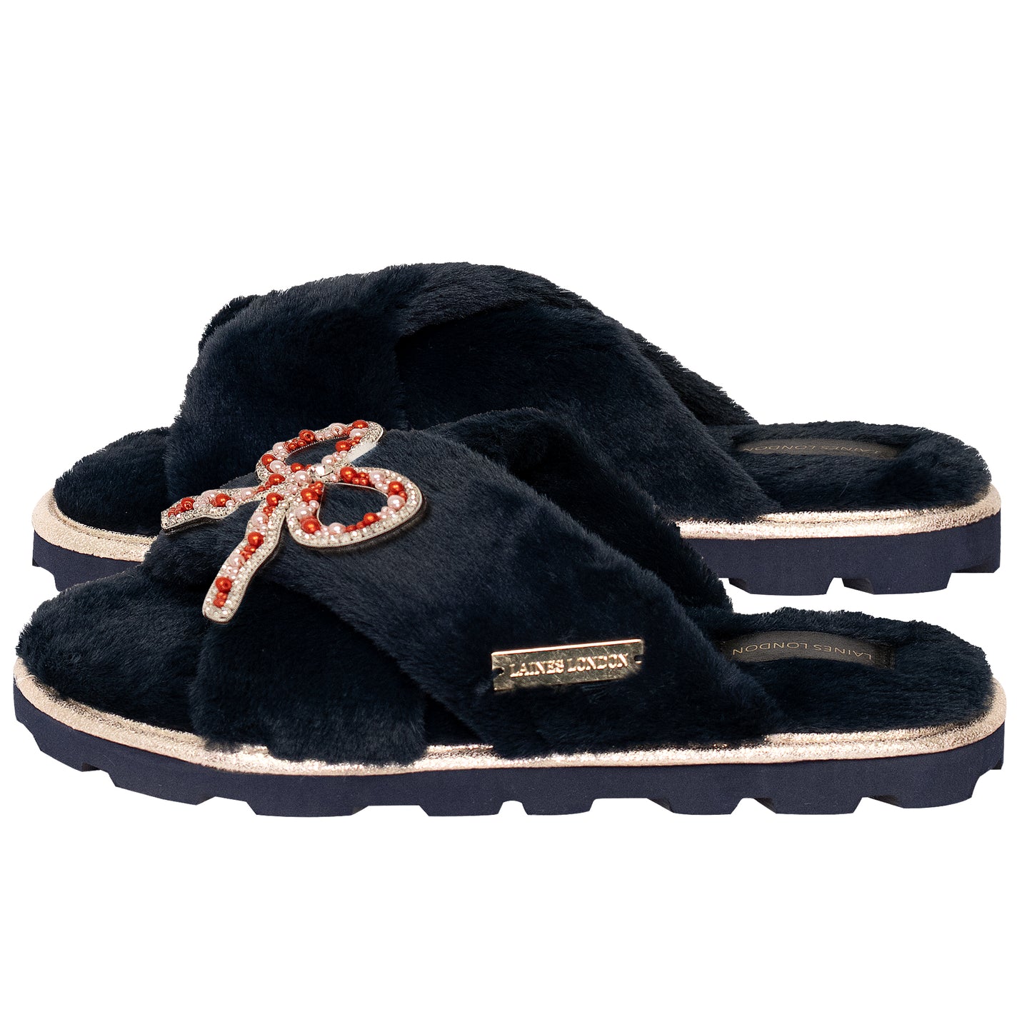 Load image into Gallery viewer, Bow Chic Slider Navy - Slipper
