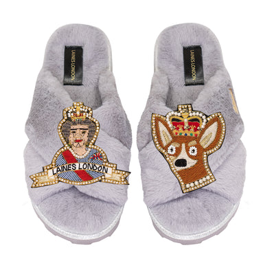 Queen and Corgi Chic Slider Grey - Slipper