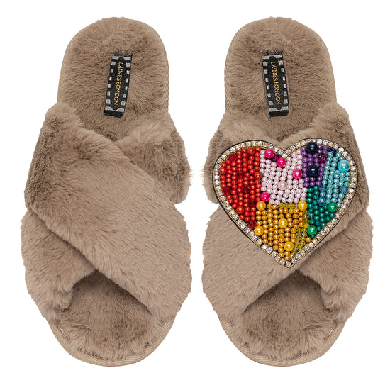 Rainbow Heart Classic Slipper Toffee