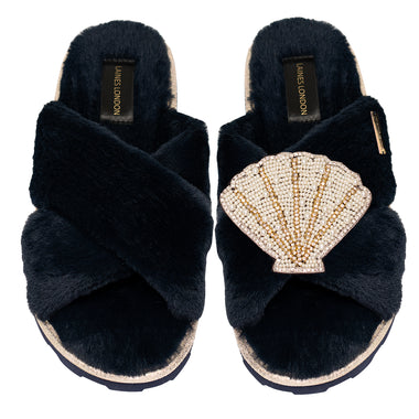 Seashell Chic Slider Navy - Slipper