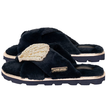 Seashell Chic Slider Navy - Slipper