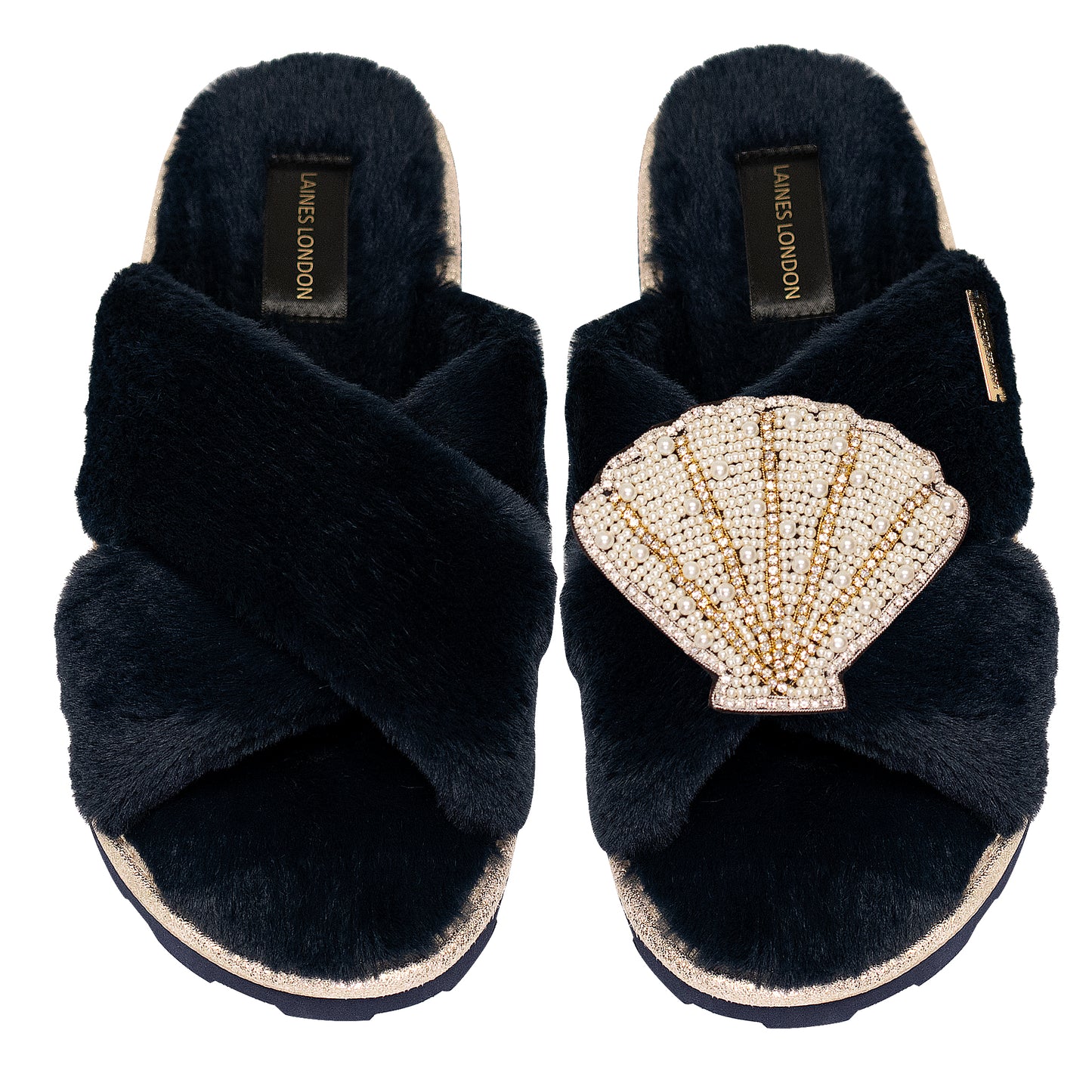 Load image into Gallery viewer, Seashell Chic Slider Navy - Slipper
