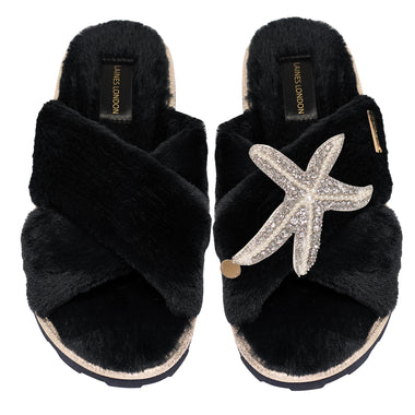 Silver Starfish Chic Slider Black - Slipper