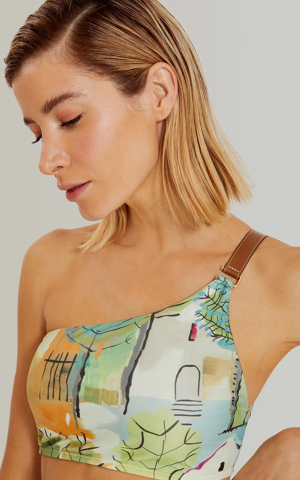 Load image into Gallery viewer, Detail One Shoulder Top Caraiva - Bikini Top
