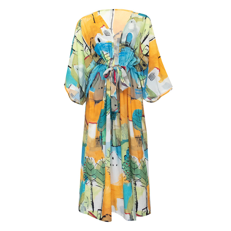 Pleated Waisted Caftan Caraiva