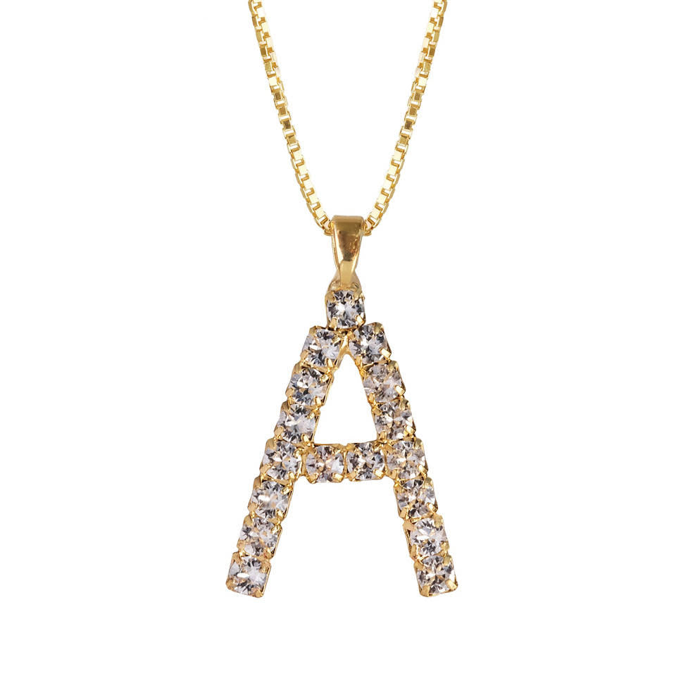 Load image into Gallery viewer, Letter Necklace Crystal A - Necklace
