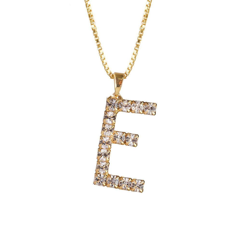Load image into Gallery viewer, Letter Necklace Crystal E - Necklace
