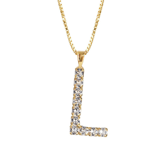 Letter Necklace Crystal L