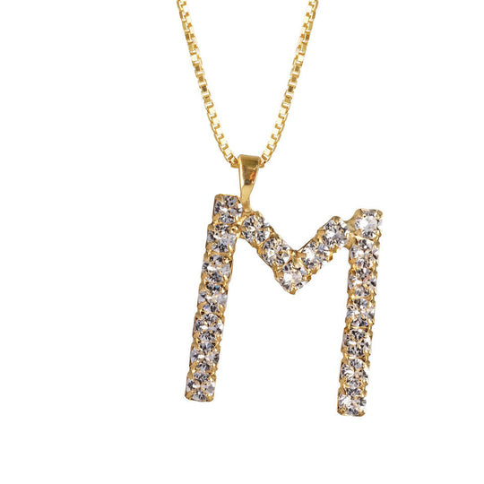 Load image into Gallery viewer, Letter Necklace Crystal M
