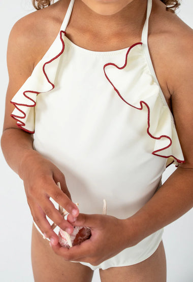 White One Piece Swimsuit for Kids