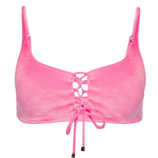 Ibiza Velvet Bikini Top Pink - Bikini Top
