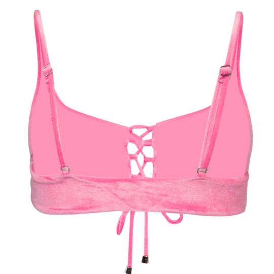 Ibiza Velvet Bikini Top Pink - Bikini Top