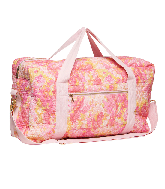 Load image into Gallery viewer, Pink Duffle Bag in Watercolour Floral Print
