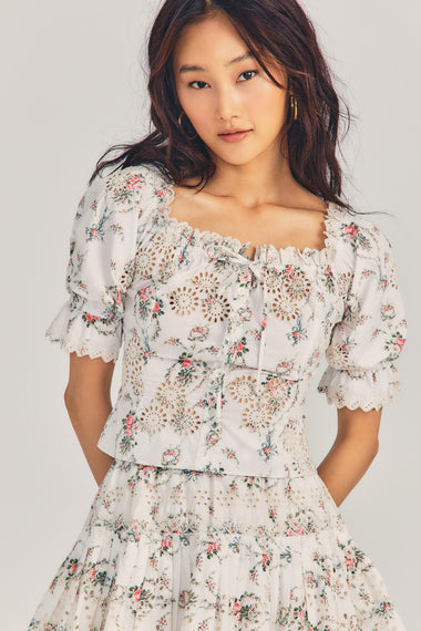Off Shoulder Crop Top in Floral Print