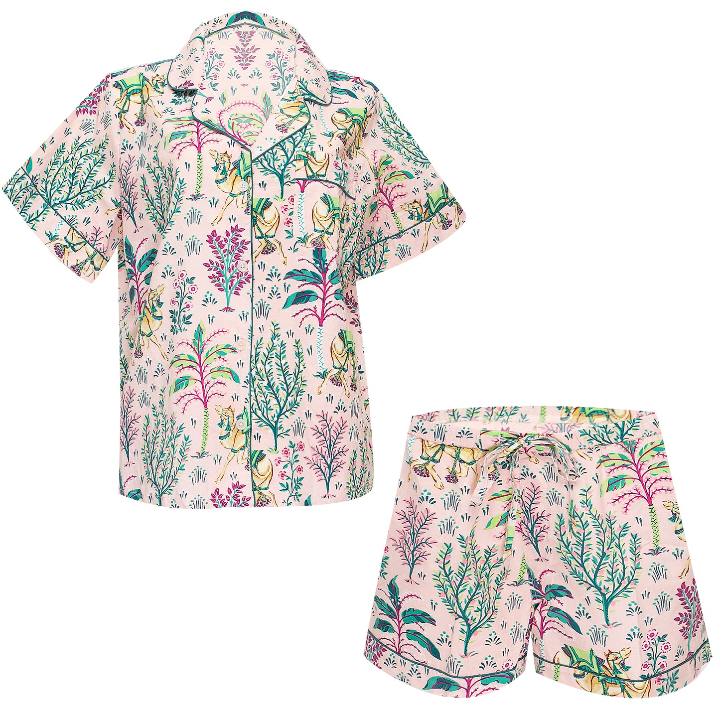 Load image into Gallery viewer, Camel’s Courtyard Short Sleep Set Rose - Pajama
