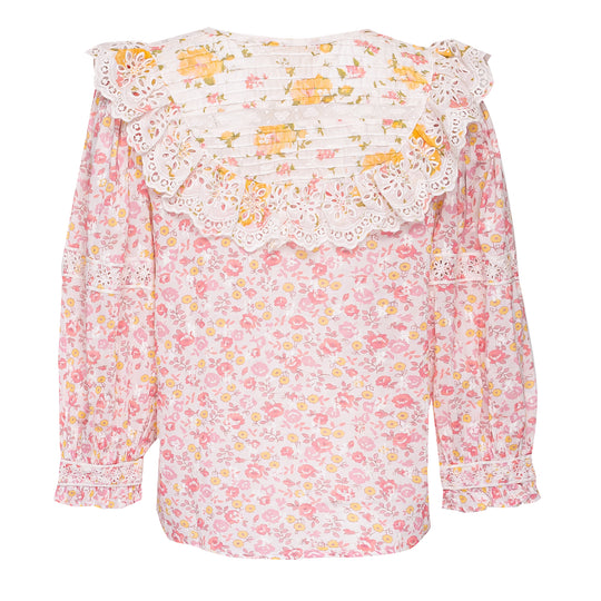 Womens Top with Sunny Garden Floral Prints