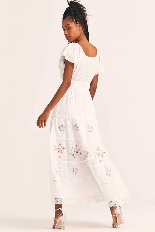 Short Sleeve Maxi Dress in White