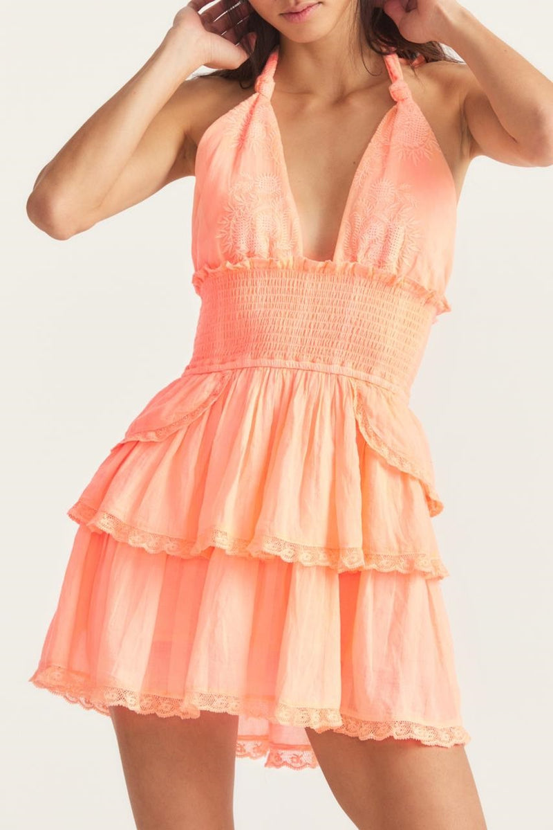 Ruffle Mini Dress in Marigold Orange