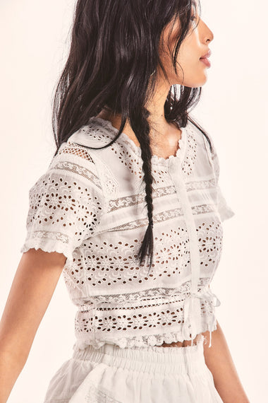 White Top with Eyelet Embroidery