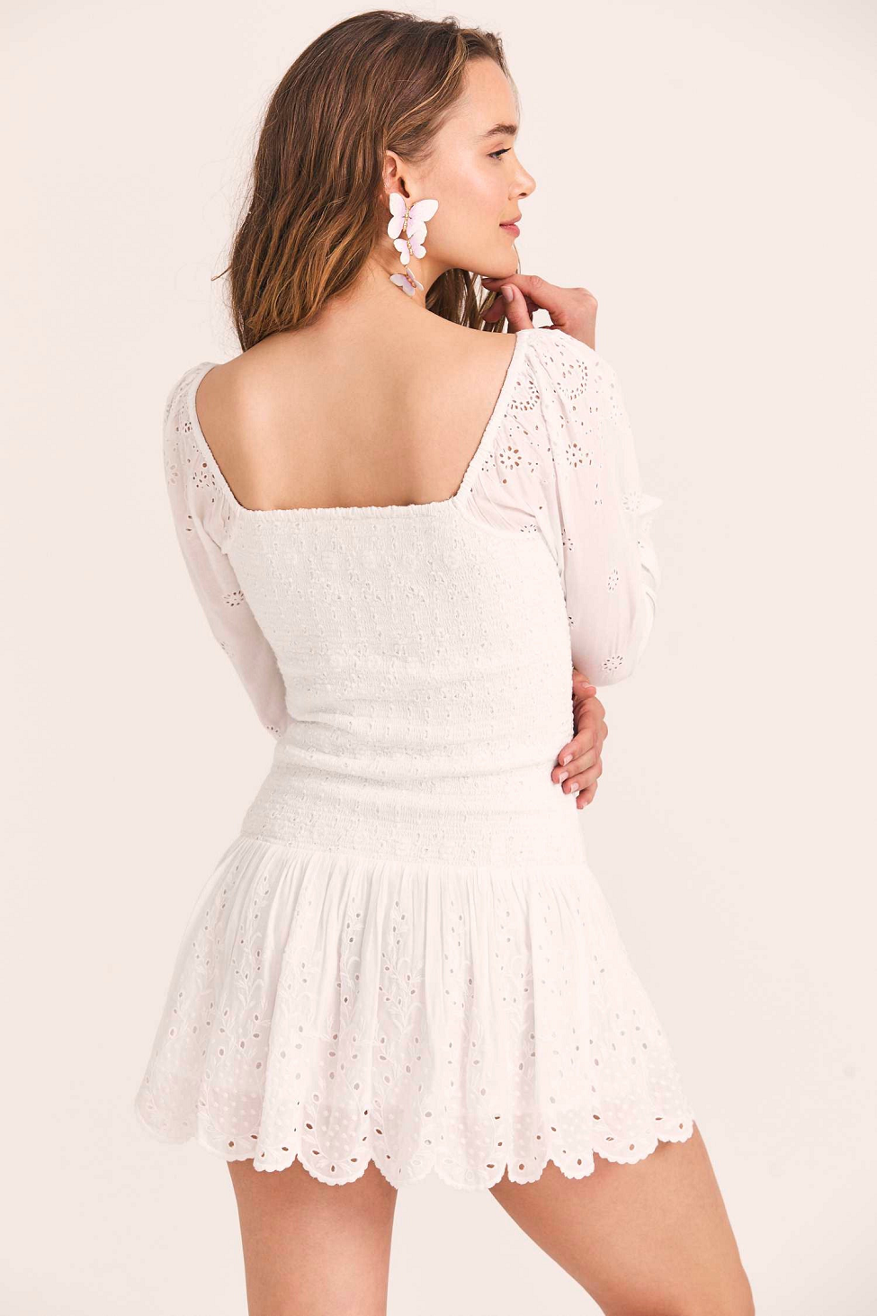 Load image into Gallery viewer, Embroidered White Mini Dress
