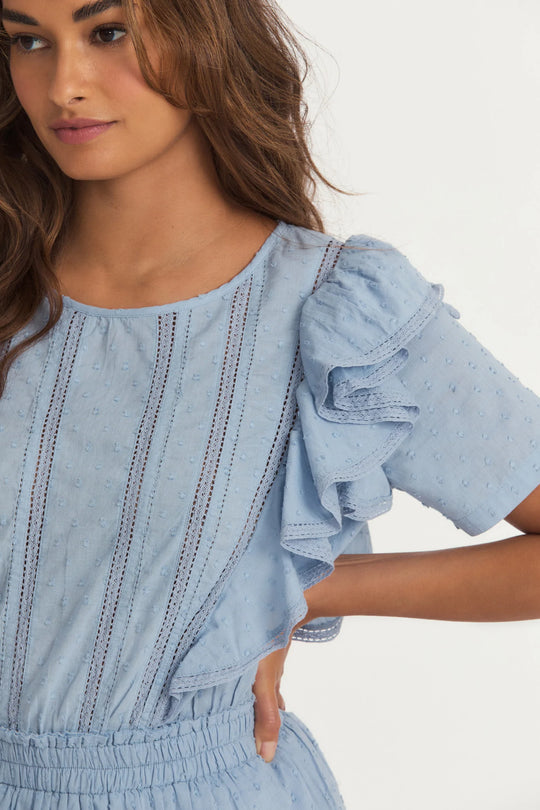 Light Blue Mini Dress with Ruffles | Flutter Sleeve Mini Dress Light Blue Mini Dress with Ruffles | Flutter Sleeve Mini Dress