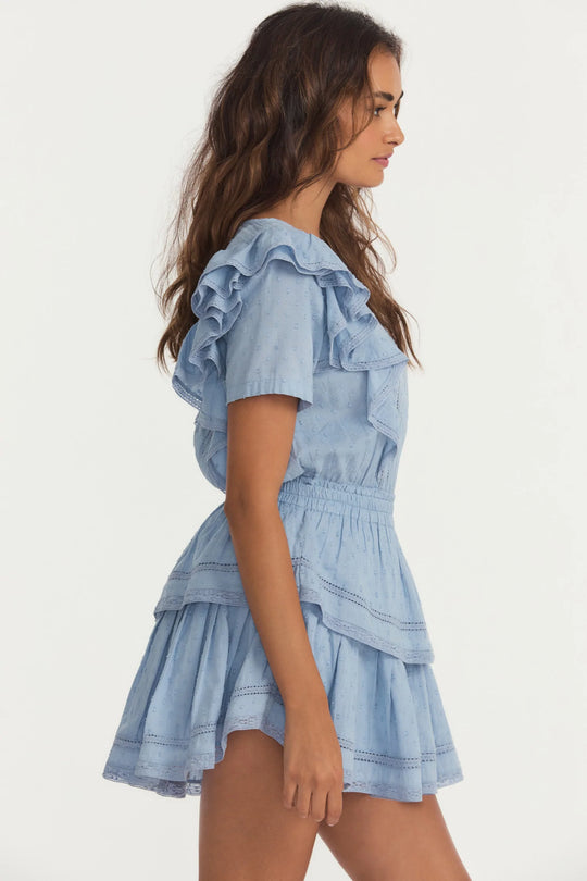 Light Blue Mini Dress with Ruffles | Flutter Sleeve Mini Dress Light Blue Mini Dress with Ruffles | Flutter Sleeve Mini Dress