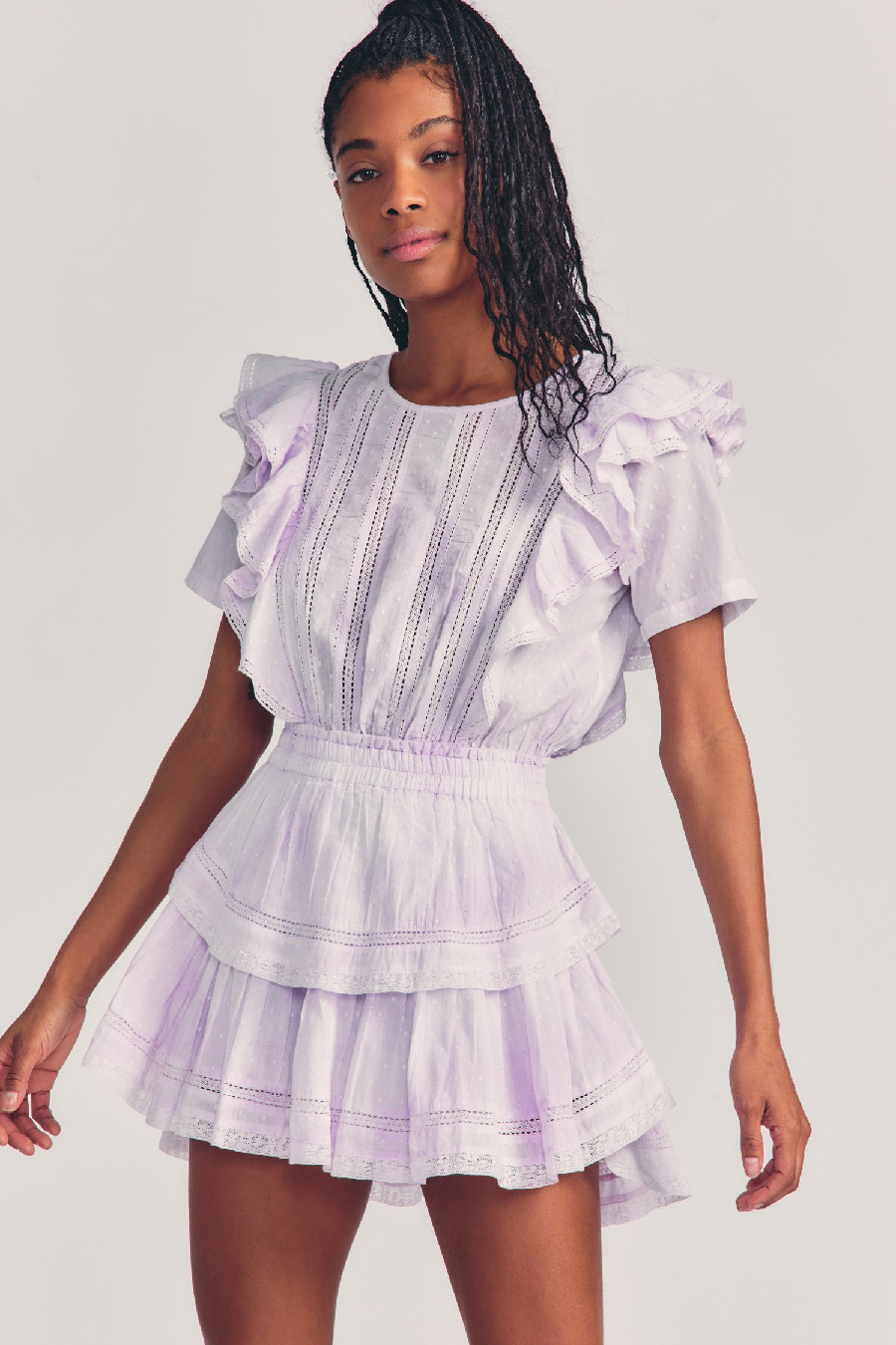Load image into Gallery viewer, Mini Tiered Dress in Light Violet

