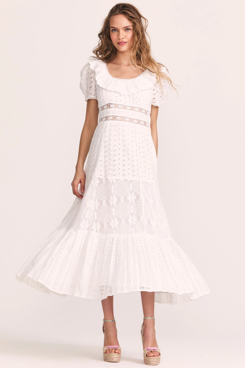 Puff Sleeve Maxi Dress in White