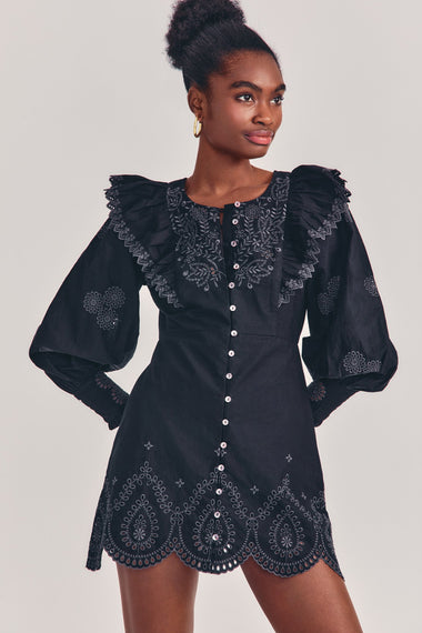 Mini Dress with Button Front Closure