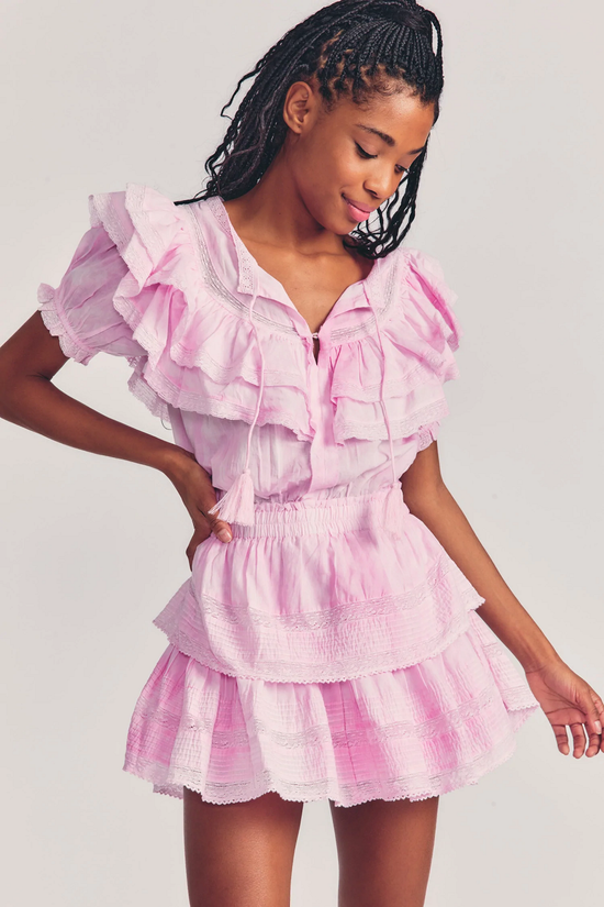 Ruffled Mini Dress in Light Pink