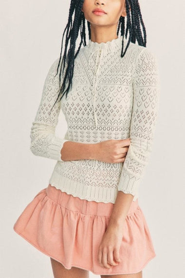 Pointelle Cream Sweater