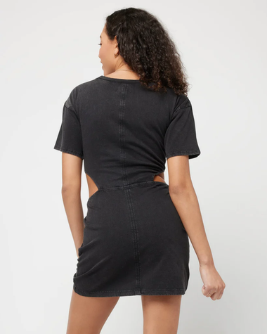 Black Mini Dress with Rib Neckband
