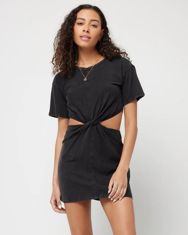 Cut Out Mini Dress in Black