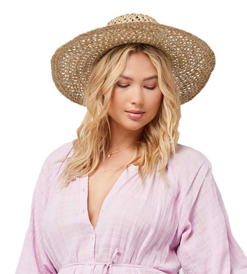 Womens Straw Hat with Cream Beads
