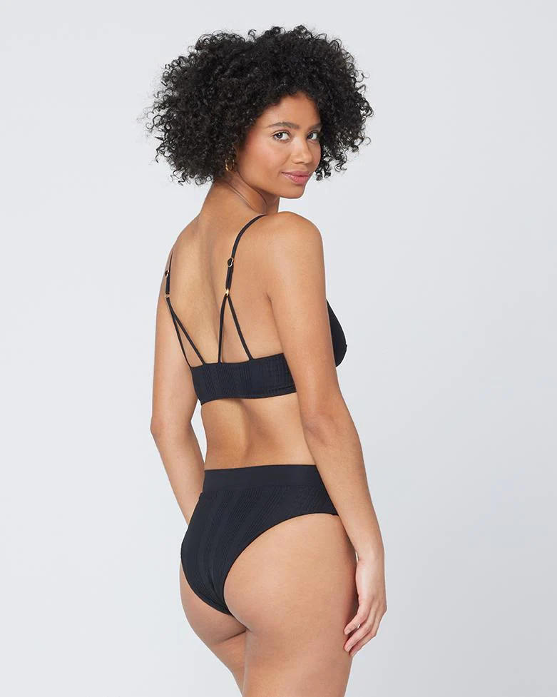 Black Ribbed Bikini Top
