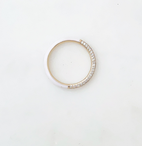 Load image into Gallery viewer, Enamel CZ Band Ring White
