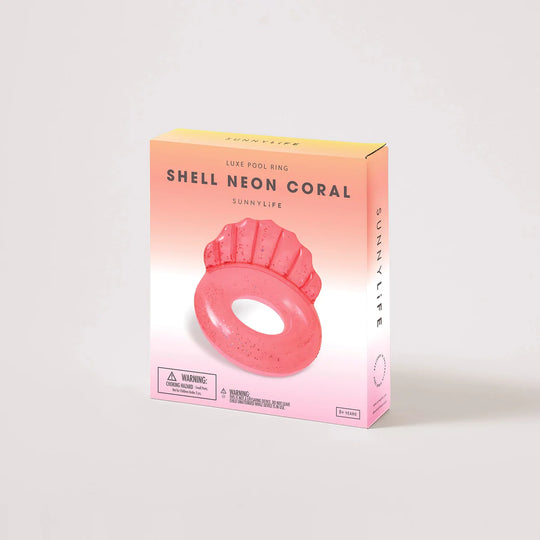 Luxe Pool Ring Shell Neon Coral - Pool Inflatable