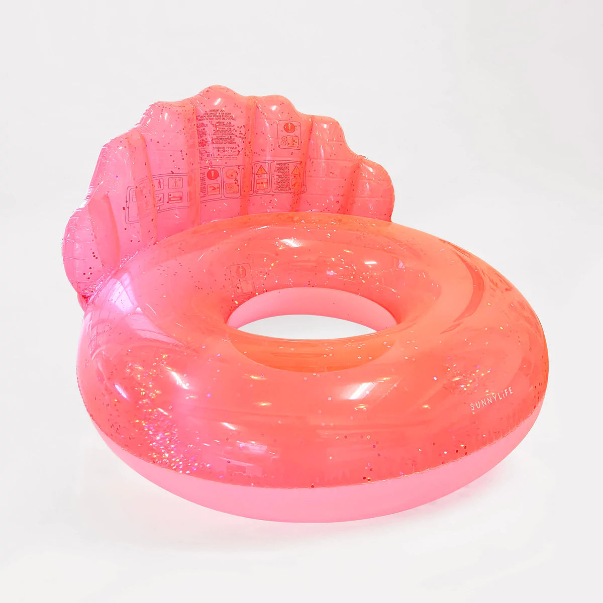 Luxe Pool Ring Shell Neon Coral