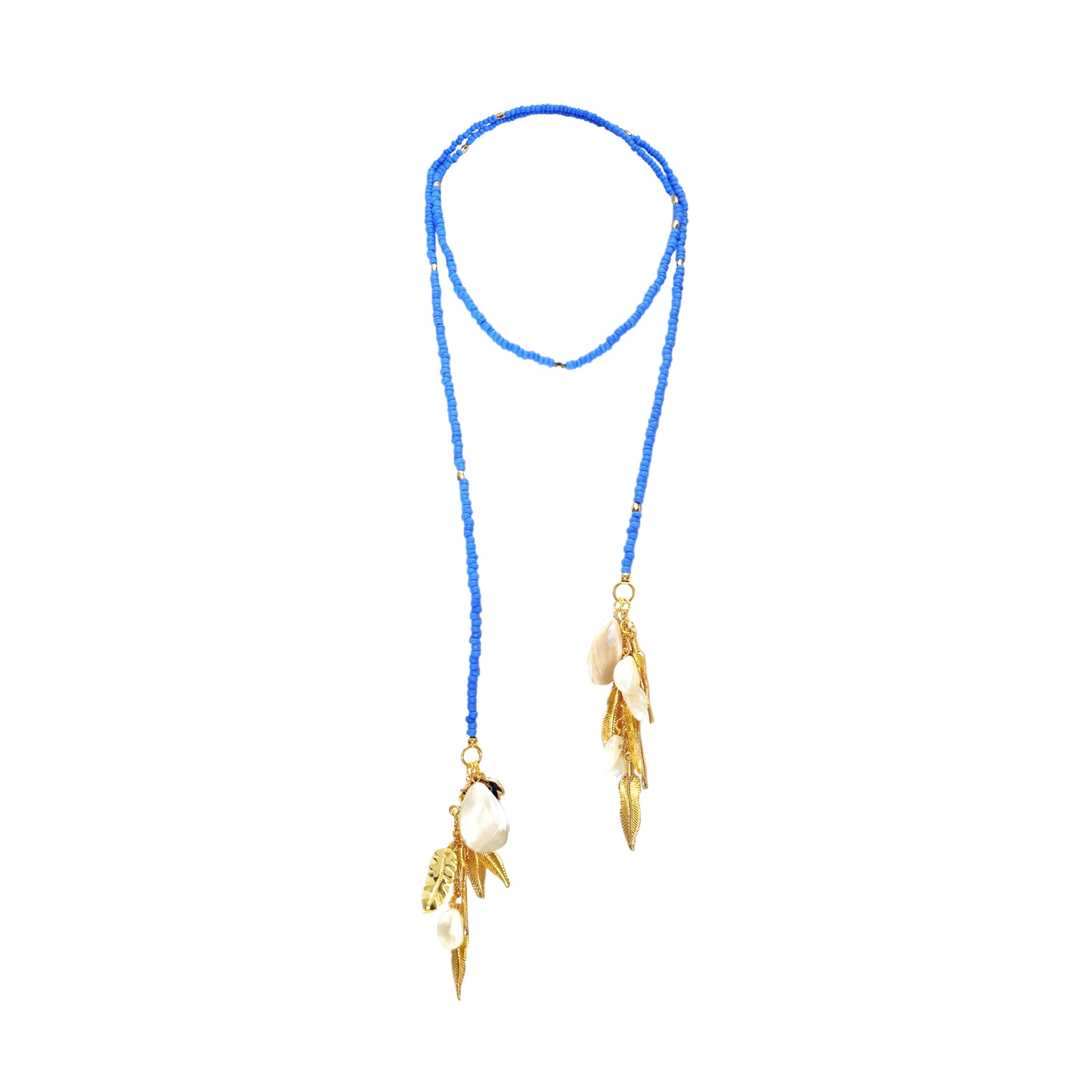 Load image into Gallery viewer, Blue Necklace With Detailed Leaf Charms
