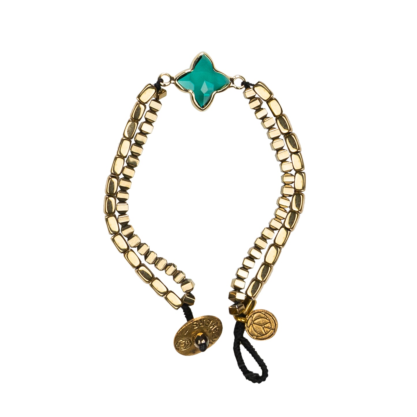 Bohemi Gold Bracelet Green Crystal