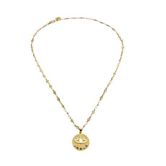 Load image into Gallery viewer, Crystal Necklace With Disc Pendant
