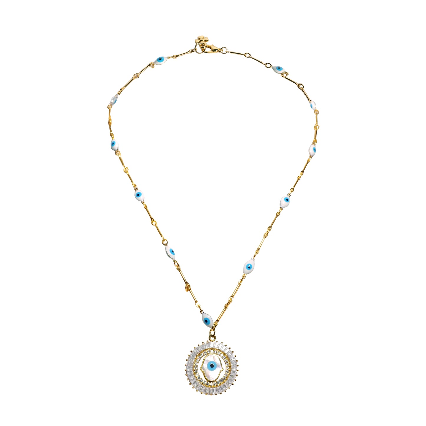 Load image into Gallery viewer, Evil Eye Necklace With Crystal Pendant
