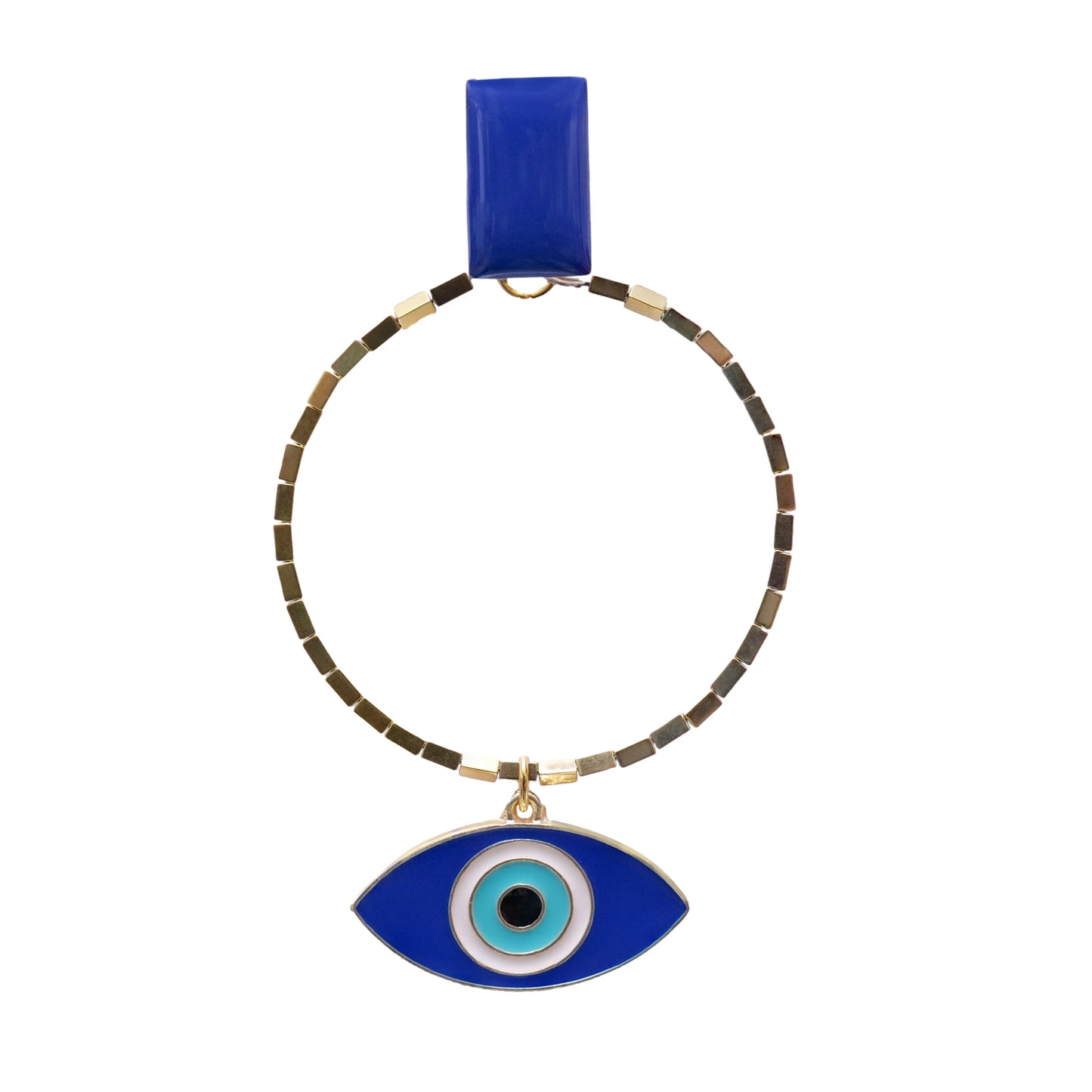Navy Blue Evil Eye Earrings