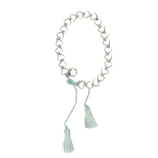 Load image into Gallery viewer, Silver Heart Bracelet With Mint Tassel
