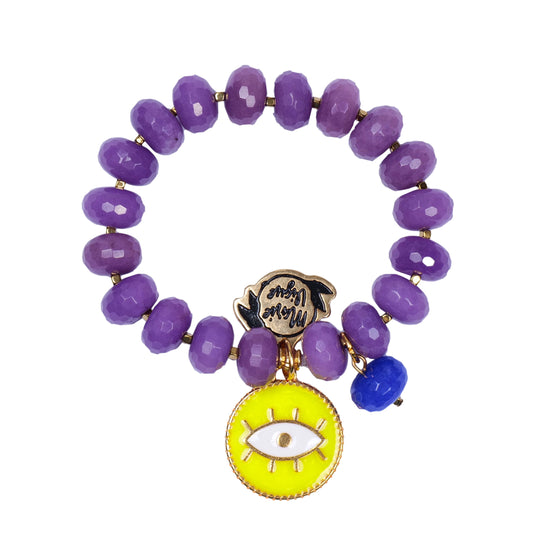 Load image into Gallery viewer, Sun Colour Bracelet Purple/Neon Yellow

