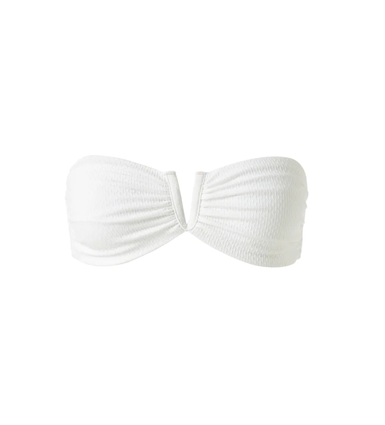 White Bikini Top with Centre V Trim