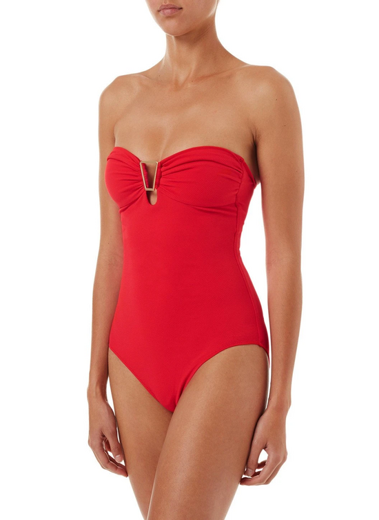 Load image into Gallery viewer, Melissa Odabash Argentina Bandeau U-Ring One Piece Red
