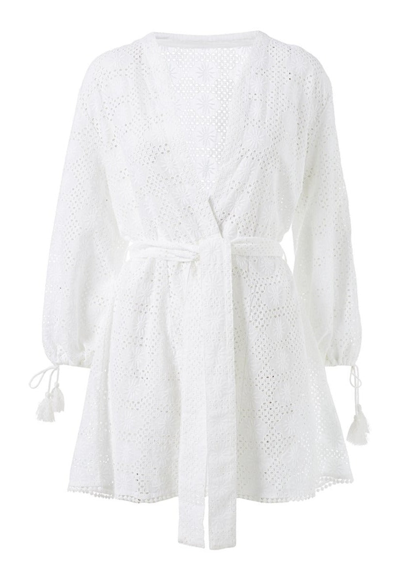 Load image into Gallery viewer, Cecily White Short Kaftan - Kaftan
