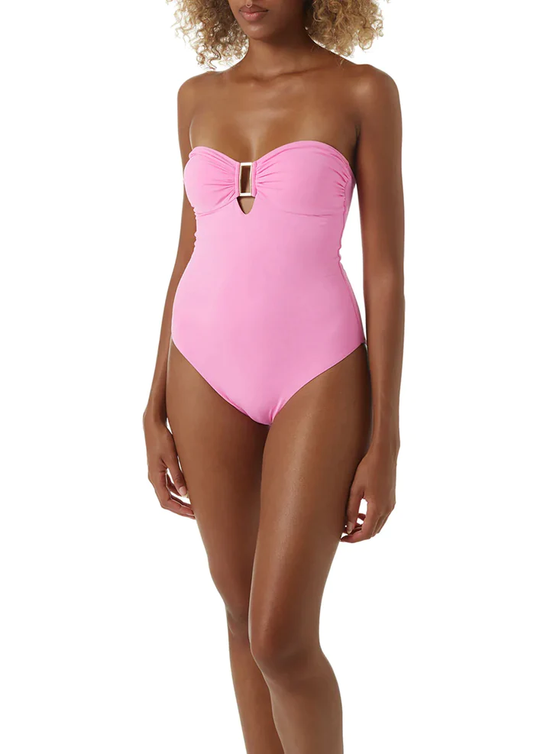 Load image into Gallery viewer, Designer Bandeau Swimsuit - Como One Piece Pink

